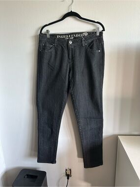 Inked & Faded Curvy Skinny Black Stretch Jeans Womens Size 10